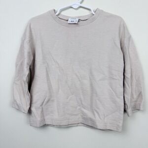ZARA Baby Toddler Long Sleeve Top 18-24M Beige Neutral Minimalist Shirt Unisex
